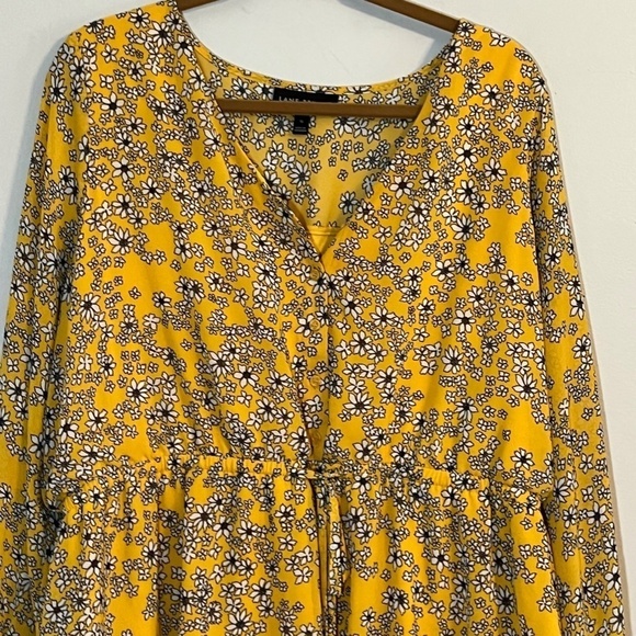 Lane Bryant Babydoll Floral Top 16 Yellow Boho Western Hippie Indie Concert 80s - Picture 4 of 13